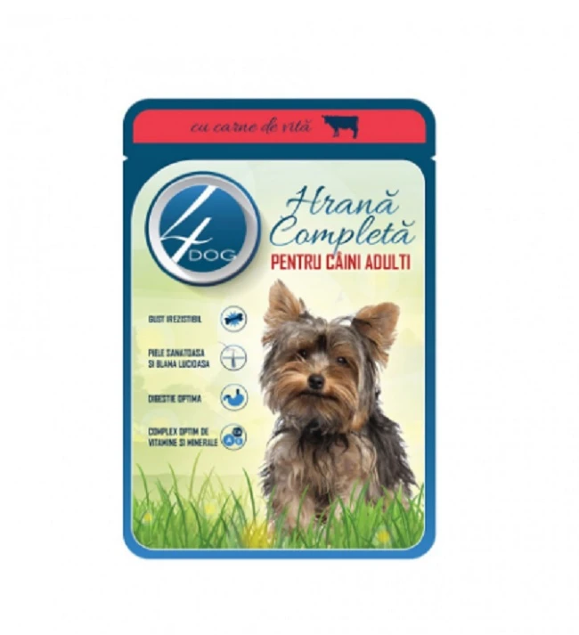 Hrana umeda pentru caini  4Dog cu vita 100 g